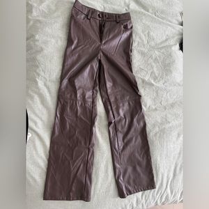 Fake leather brown pants